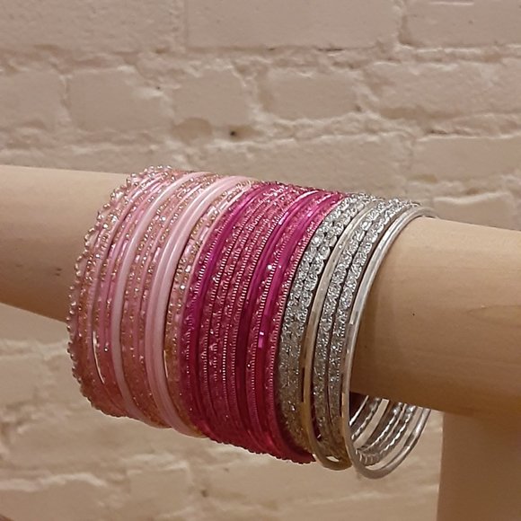 Assorted Pink and Silver Indian Bangles - Picture 5 of 6